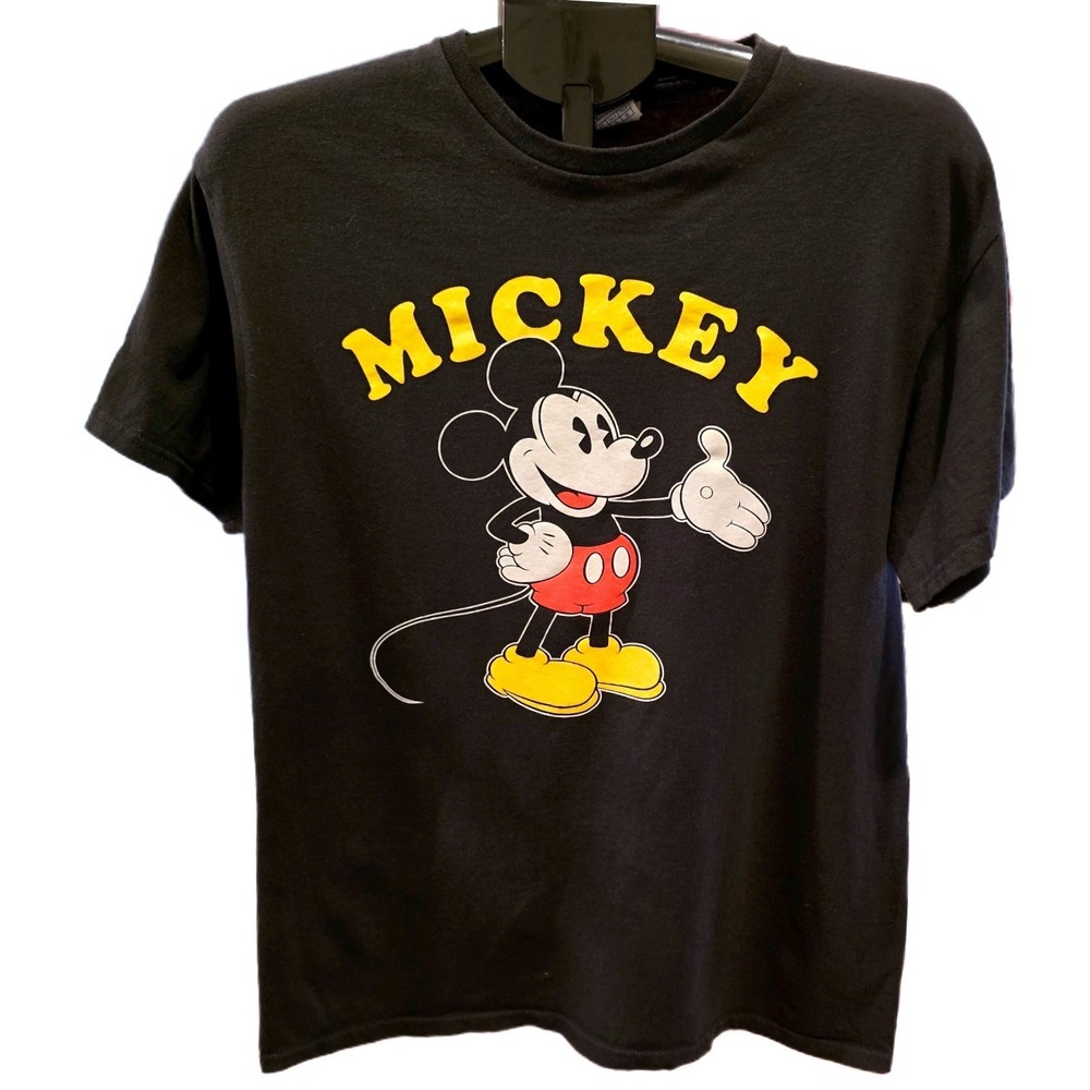Vintage Disney Mickey Mouse Shirt Black Graphic Tee Delta Pro Weight Y2K 2000s L